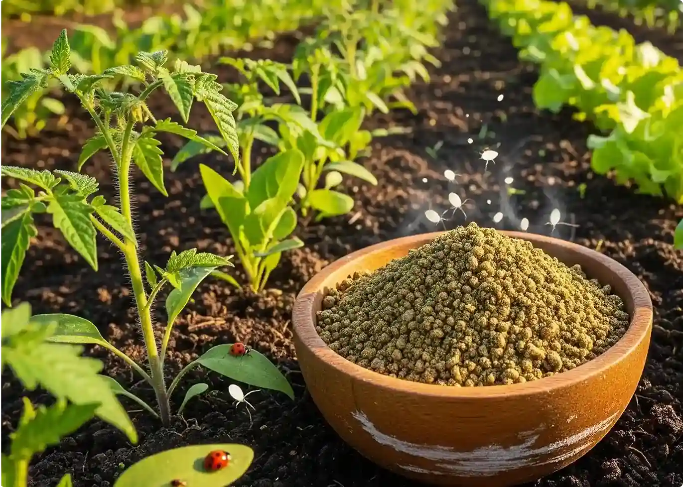 Crushed neem seed in a bowl